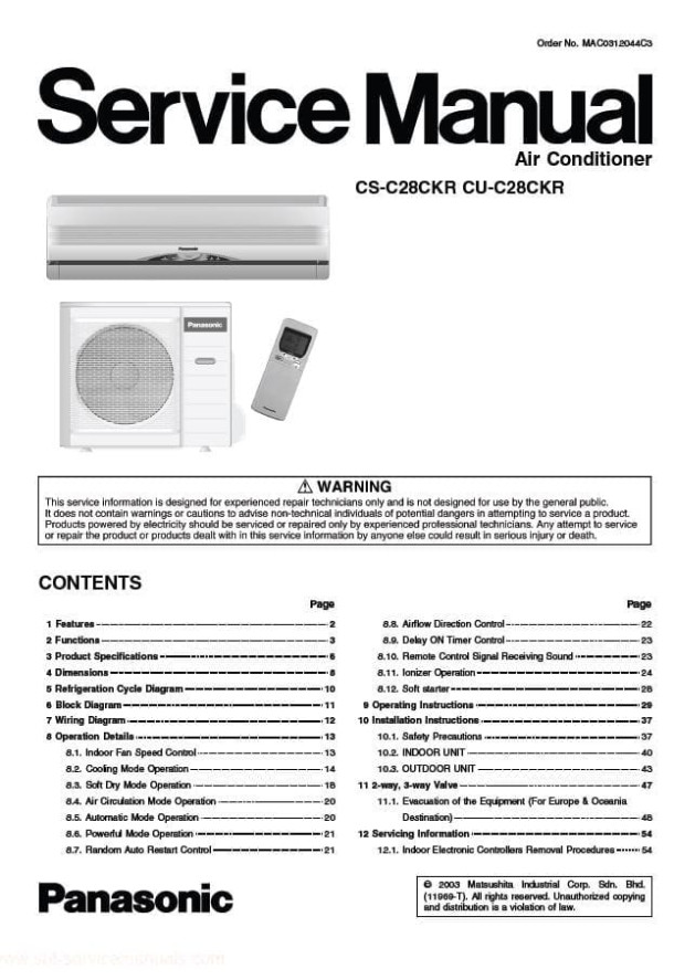 CS-C28CKR, CU-C28CKR